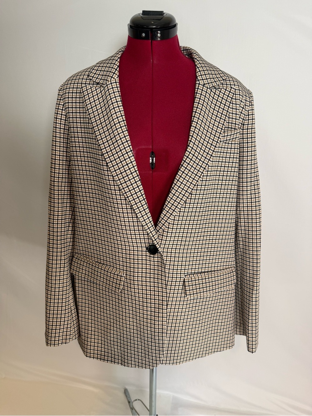 NWT Vince Camuto Blazer Women's Size Medium Black/Brown/Cream Checked